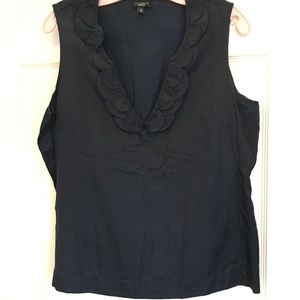 Talbots navy blue cotton silk tank blouse